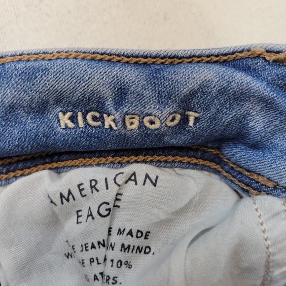 American Eagle Jeans Womens 2 Short Blue Kick Boot Mid Rise Stretch Denim - Picture 6 of 11
